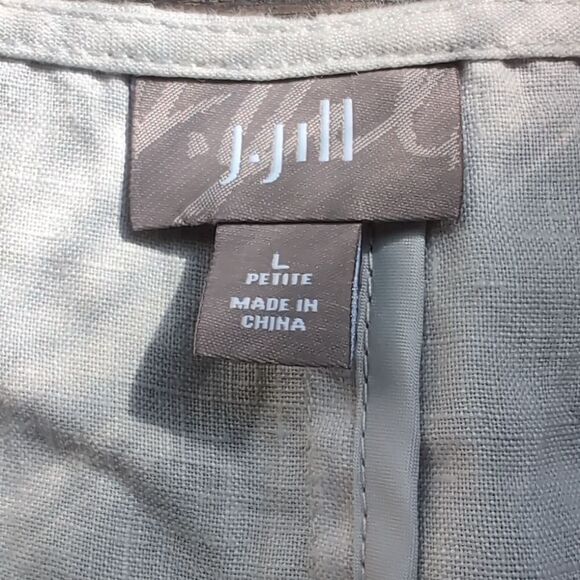 J. Jill Light Grey 💯 Linen Midi a Line Spliced Dress L - Picture 4 of 12